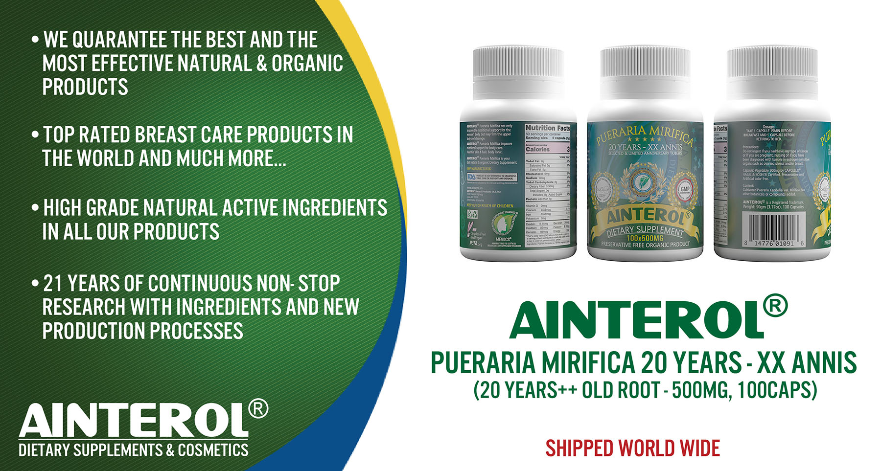 AINTEROL Pueraria Mirifica 20 YEARS - XX Annis